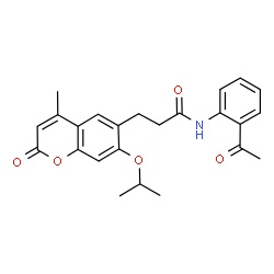 N-(2-acetylphenyl)-3-[4-methyl-2-oxo-7-(propan-2-yloxy)-2H-chromen-6-yl]propanamide结构式