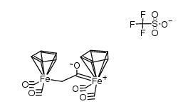{(η5-Cp)iron(carbonyl)2CH2C(OMe)(carbonyl)2iron(η5-Cp)}(TfO) Structure