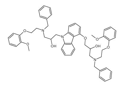 1-(benzyl(2-(2-methoxyphenoxy)ethyl)amino)-3-(4-(3-(benzyl(2-(2-methoxyphenoxy)ethyl)amino)-2-hydroxypropoxy)-9H-carbazol-9-yl)propan-2-ol结构式