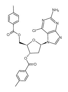 2-Amino-6-chloro-7-(2-deoxy-3,5-di-O-p-toluoyl-β-D-erythro-pentofuranosyl)purine Structure