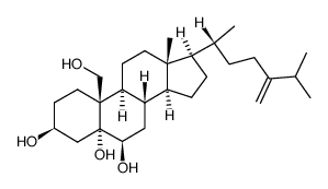 (3β,5α,6β)-24-methylcholest-24(28)-ene-3,5,6,19-tetrol结构式