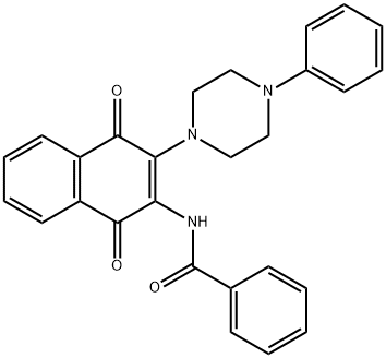 N-[1,4-二氢-1,4-二氧代-3-(4-苯基-1-哌嗪基)-2-萘基]苯甲酰胺结构式