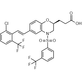 3-[(2S)-6-[(E)-2-[2-chloro-6-(trifluoromethyl)phenyl]ethenyl]-4-[3-(trifluoromethyl)benzenesulfonyl]-3,4-dihydro-2H-1,4-benzoxazin-2-yl]propanoic acid Structure