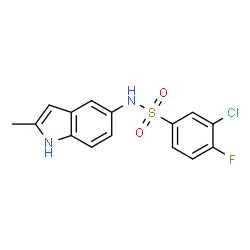 3-氯-4-氟-N-(2-甲基-1H-吲哚-5-基)苯磺酰胺结构式