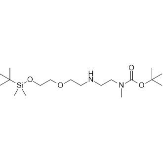 甲基(2,2,3,3-四甲基-4,7-二氧杂-10-氮-3-硅十二烷-12-基)氨基甲酸叔丁酯结构式