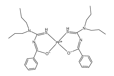 bis(N'-benzoyl-N,N-dipropylthioureido)platinum(II) Structure