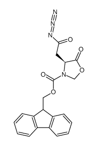 9H-9-fluorenylmethyl (4S)-4-(2-azido-2-oxoethyl)-5-oxo-1,3-oxazolone-3-carboxylate结构式