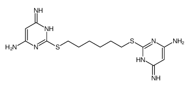 2-[6-(4,6-diaminopyrimidin-2-yl)sulfanylhexylsulfanyl]pyrimidine-4,6-diamine结构式