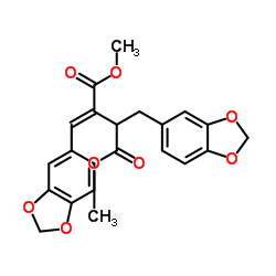 (E)-(1,3-苯并二恶茂-5-甲基)(1,3-苯并二恶茂-5-亚甲基)丁二酸二甲酯结构式