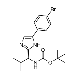 (S)-叔丁基(1-(5-(4-溴苯基)-1H-咪唑-2-基)-2-甲基丙基)氨基甲酸酯结构式