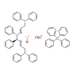bromoiron(1+);carbon monoxide;(E)-2-diphenylphosphanyl-N-[(1S,2S)-2-[(E)-2-diphenylphosphanylethylideneamino]-1,2-diphenyl-ethyl]ethanimine;tetraphenylboranuide Structure
