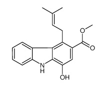 methyl 1-hydroxy-4-(3-methylbut-2-enyl)-9H-carbazole-3-carboxylate结构式