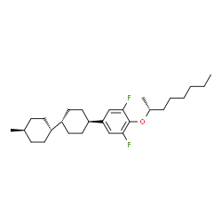 [4(R)-[反式(反式)]]-1,3-二氟-2-[(1-甲基庚基)氧基]-5-(4'-丙基[1,1'-联环己烷]-4-基)苯结构式