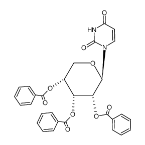 1-(2',3',4'-tri-O-benzoyl-β-D-ribopyranosyl)uracil Structure