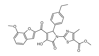 methyl 2-[2-(4-ethylphenyl)-4-hydroxy-3-(7-methoxy-1-benzofuran-2-carbonyl)-5-oxo-2H-pyrrol-1-yl]-4-methyl-1,3-thiazole-5-carboxylate结构式