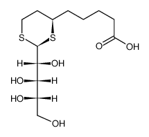 trans-2-(L-Arabino-1',2',3',4'-tetrahydroxybutyl)-1,3-dithianyl-4-valeric acid结构式