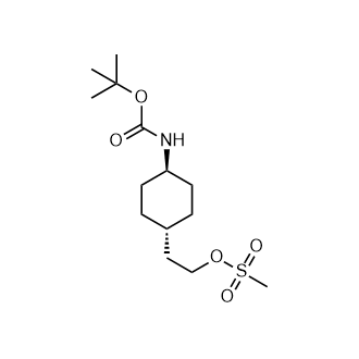 氨基甲酸,N-[反式-4-[2-[(甲基磺酰基)氧基]乙基]环己基]-1,1-二甲基乙基酯结构式