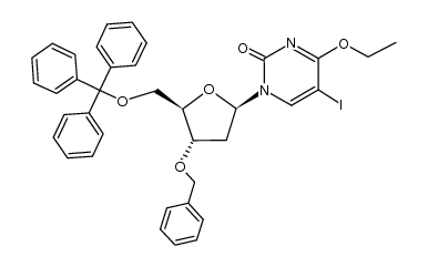 3'-O-benzyl-2'-deoxy-O4-ethyl-5-iodo-5'-O-trityluridine Structure