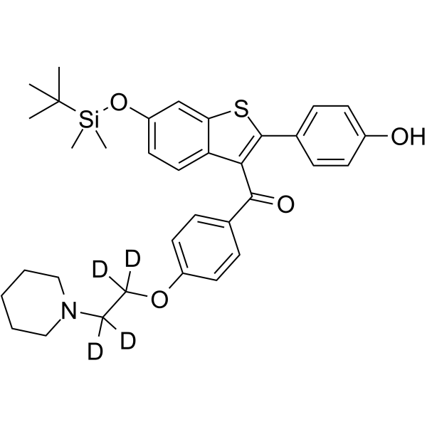 6-tert-Butyldimethylsilyl-4’-hydroxy Raloxifene-d4结构式