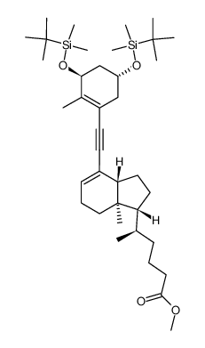 1α-((tert-butyldimethylsilyl)-oxy)-6,7-didehydro-24-(methoxycarbonyl)-25,26,27-trisnorprevitamin D3 tert-butyldimethylsilyl ether结构式