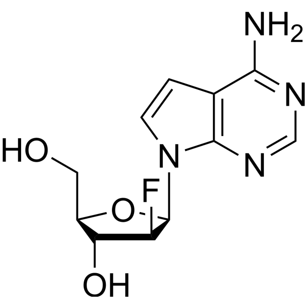 4-Amino-7-(2-deoxy-2-fluoro-beta-D-arabinofuranosyl)-7H-pyrrolo[2.3-d]pyrimidine Structure
