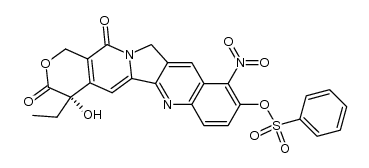 (S)-4-ethyl-4-hydroxy-10-nitro-3,14-dioxo-3,4,12,14-tetrahydro-1H-pyrano[3',4':6,7]indolizino[1,2-b]quinolin-9-yl benzenesulfonate结构式