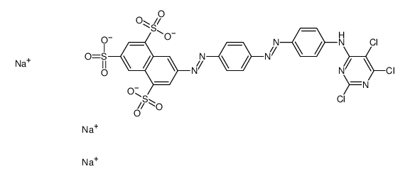 3-[[4-[[4-[(2,5,6-三氯嘧啶-4-基)氨基]苯基]偶氮]苯基]偶氮]萘-1,5,7-三磺酸钠结构式