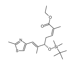 ethyl (2Z,5S,6E)-5-{[tert-butyl(dimethyl)silyl]oxy}-2,6-dimethyl-7-(2-methyl-1,3-thiazol-4-yl)hepta-2,6-dienoate structure