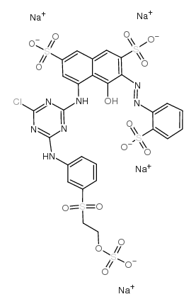 tetrasodium,(3Z)-5-[[4-chloro-6-[3-(2-sulfonatooxyethylsulfonyl)anilino]-1,3,5-triazin-2-yl]amino]-4-oxo-3-[(2-sulfonatophenyl)hydrazinylidene]naphthalene-2,7-disulfonate Structure