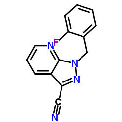 1-[(2-fluorophenyl)methyl]pyrazolo[3,4-b]pyridine-3-carbonitrile structure