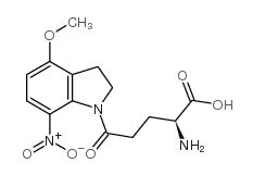(S)-Alpha-氨基-2,3-二氢-4-甲氧基-7-硝基-D-基-1H-吲哚-1-戊酸结构式