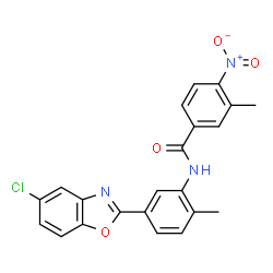 N-[5-(5-氯-苯并恶唑-2-基)-2-甲基-苯基]-3-甲基-4-硝基苯甲酰胺结构式