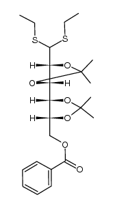 6-O-benzoyl-2,3:4,5-di-O-isopropylidene-D-glucose diethyl dithioacetal结构式