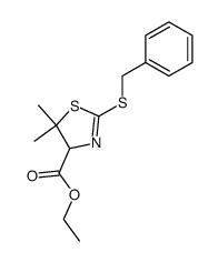 2-benzylsulfanyl-5,5-dimethyl-4,5-dihydro-thiazole-4-carboxylic acid ethyl ester结构式
