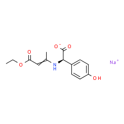 sodium (R)-[(3-ethoxy-1-methyl-3-oxoprop-1-enyl)amino](4-hydroxyphenyl)acetate structure
