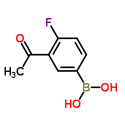 B-(3-乙酰基-4-氟苯基)-硼酸结构式