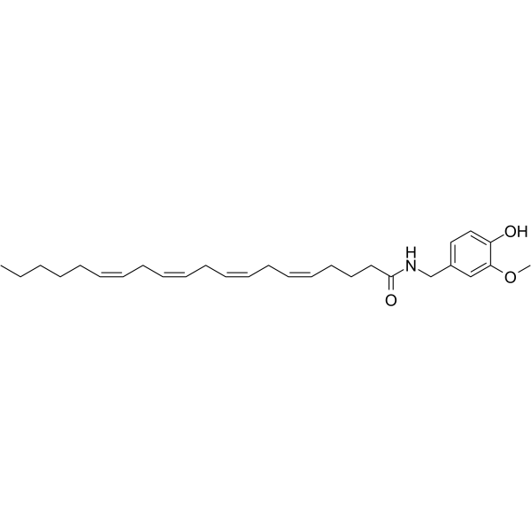 N-[(4-羟基-3-甲氧基苯基)甲基]-5Z,8Z,11Z,14Z-二十碳烷四氨基结构式