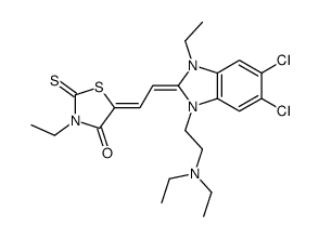 5-[2-[5,6-dichloro-1-[2-(diethylamino)ethyl]-3-ethylbenzimidazolin-2-ylidene]ethylidene]-3-ethylrhodanine Structure