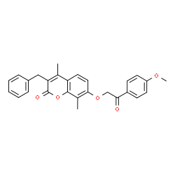 3-benzyl-7-[2-(4-methoxyphenyl)-2-oxoethoxy]-4,8-dimethylchromen-2-one结构式