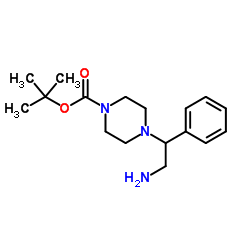 4-(2-氨基-1-苯基乙基)哌嗪-1-羧酸叔丁酯结构式