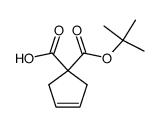 1-(tert-Butoxycarbonyl)cyclopent-3-ene-1-carboxylicacid Structure