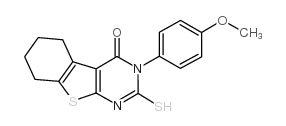 2-疏基-3-(4-甲氧基苯基)-5,6,7,8-四氢-3H-苯并[4,5]噻吩并[2,3-d]嘧啶-4-酮结构式