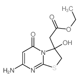 5H-Thiazolo[3,2-a]pyrimidine-3-aceticacid, 7-amino-2,3-dihydro-3-hydroxy-5-oxo-, ethyl ester Structure