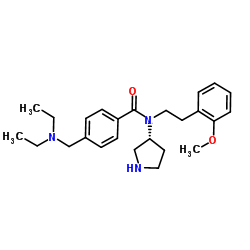 (R)-4-((二乙基胺)甲基)-N-(2-甲氧基苯乙基)- 4-[(二乙基氨基)甲基]-N-[2-(2-甲氧基苯基)乙基]-N-(3R)-3-吡咯烷基苯甲酰胺 二盐酸盐结构式