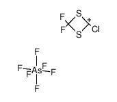 2-Chlor-4,4-trifluor-1,3-dithietan-2-ylium-hexafluoroarsenat结构式