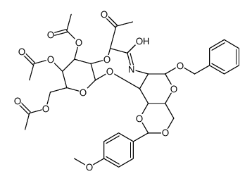 苄基2-乙酰氨基-2-脱氧-4,6-O-(4'-甲氧基亚苄基)-3-O-(2',3',4',6'-四-O-乙酰基-D-吡喃半乳糖基)-α-D-吡喃半乳糖苷结构式