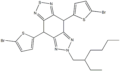 4,8-二(5-溴噻吩-2-基)-6-(2-乙基己基)-[1,2,5]噻二唑[3,4-F]苯并三氮唑结构式