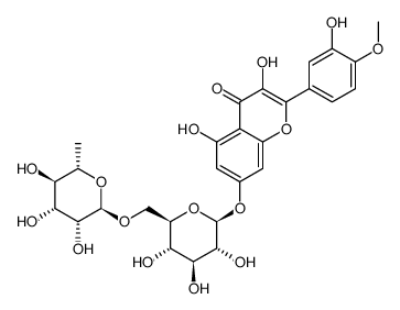 7-[[6-O-(6-deoxy-alpha-L-mannopyranosyl)-beta-D-glucopyranosyl]oxy]-3,5-dihydroxy-2-(3-hydroxy-4-methoxyphenyl)-4H-benzopyran-4-one结构式