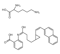 (2S)-2,6-diaminohexanoic acid,2-[4-[(1R,2R)-2-[(E)-2-naphthalen-2-ylethenyl]cyclopropyl]butanoylamino]benzoic acid Structure