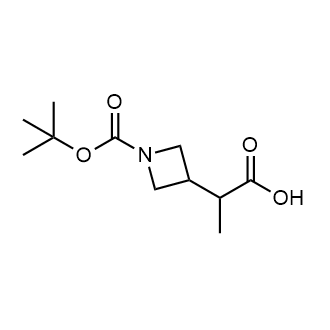 2-(1-(叔丁氧羰基)氮杂环丁烷-3-基)丙酸结构式